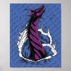 Lila Meeresmonster-Schlangenozeanwellen-Poster Poster