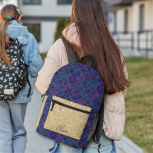 Lila Meerjungenskala Personalisiert Bedruckter Rucksack