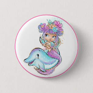 Lila Meerjungfrau Button