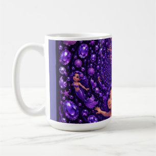 Lila Meerjungfrau-Edelstein-Spirale Fantasy-Kunst Kaffeetasse