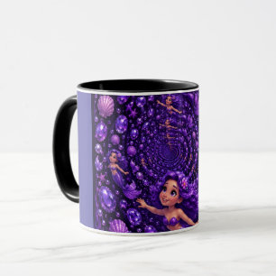 Lila Meerjungfrau-Edelstein-Spirale Fantasy-Kunst Tasse