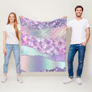 Lila Meerjungfrau Glitzer Fleecedecke