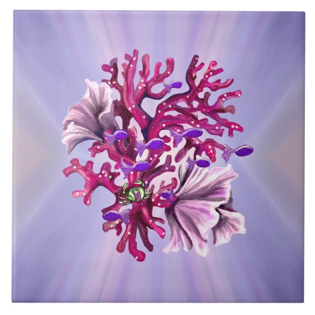 Lila Meerjungfrau Keramik Fliesen (Vorderseite)