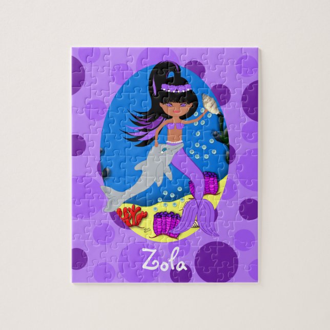 Lila Meerjungfrau mit Dolphin Puzzle (Vertikal)