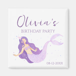 Lila Meerjungfrau Personalisiert Geburtstag Magnet
