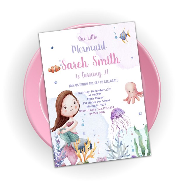 Lila Meerjungfrau Schwanz Geburtstagseinladungen Einladung (Purple Mermaid Tail Birthday Invitations)