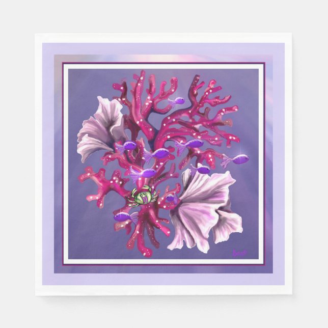 Lila Meerjungfrau Serviette (Vorderseite)