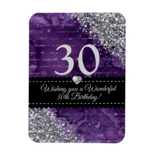 Lila Meerjungfrau Silber Glitter Alles Gute zum Ge Magnet