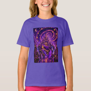 Lila Meerjungfrau Stern Spirale Fantasy Schloss Ku T-Shirt
