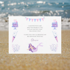 Lila Meerjungfrauen Geburtstag Dankeschön-Karte Dankeskarte