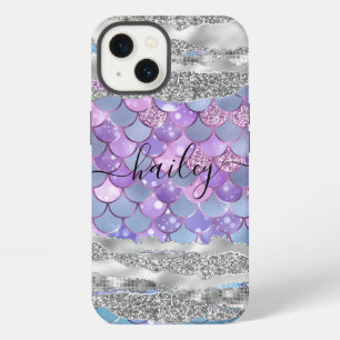 lila Meerjungfrauenhaut mit Silberglitter iPhone 13 Hülle