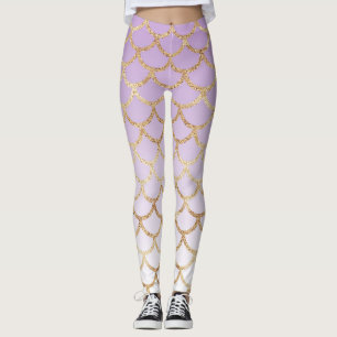 Lila Meerjungwaage Goldgradienten Glitzer Leggings