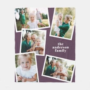 Lila Mehrfach-Foto-Familien-Hausdeko-Geschenk Fleecedecke
