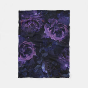 Lila melancholische Rosen Fleecedecke