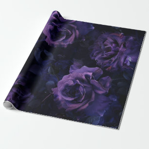 Lila melancholische Rosen Geschenkpapier
