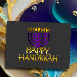 Lila Menorah Flames Happy Hanukkah Card<br><div class="desc">Unterkunft thematisch von Umua entworfen. Gedruckt und ausgeliefert von Zazzle oder ihren Partnern.</div>