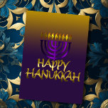 Lila Menorah Flames Happy Hanukkah Card Feiertagskarte<br><div class="desc">Unterkunft thematisch von Umua entworfen. Gedruckt und ausgeliefert von Zazzle oder ihren Partnern.</div>