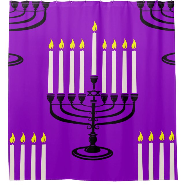 lila menorah hanukkah-Judendruck Duschvorhang (Vorderseite)