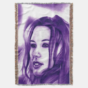 Lila Menschenfrau-Porträt Originalkunst Decke