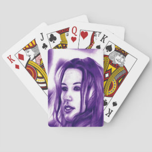 Lila Menschenfrau-Porträt Originalkunst Spielkarten