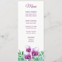 Lila Menü "Calla Lily Watercolor Floral"