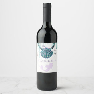 Lila Mermaid Beach Bling Party Custom Wine Label Weinetikett