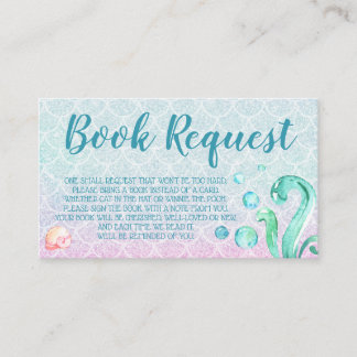 Lila Mermaid Book Request Card für Babydusche Visitenkarte