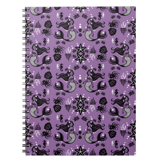 Lila Mermaid Fantasy Notizblock (Vorderseite)