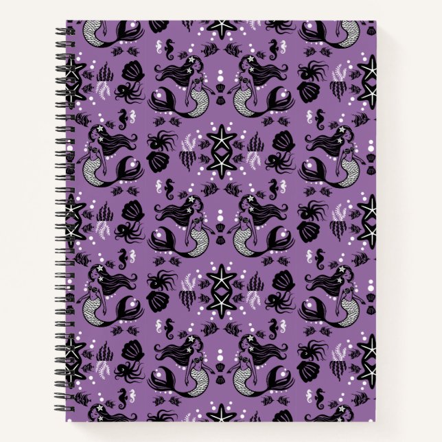 Lila Mermaid Fantasy Notizbuch (Vorderseite)
