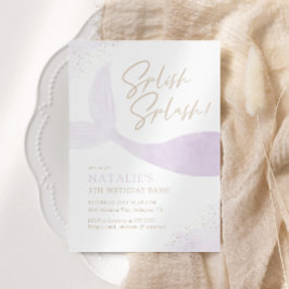 Lila Mermaid Girl Birthday Party Einladung