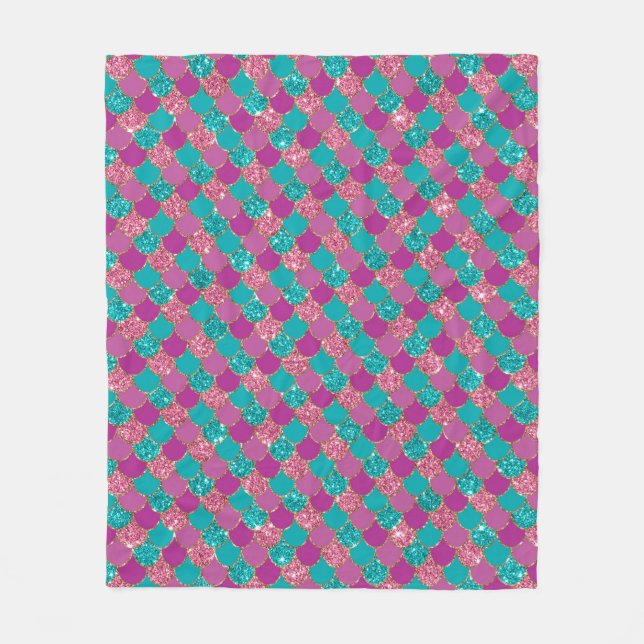 Lila  Mermaid-Glitzer Fleecedecke (Vorderseite)