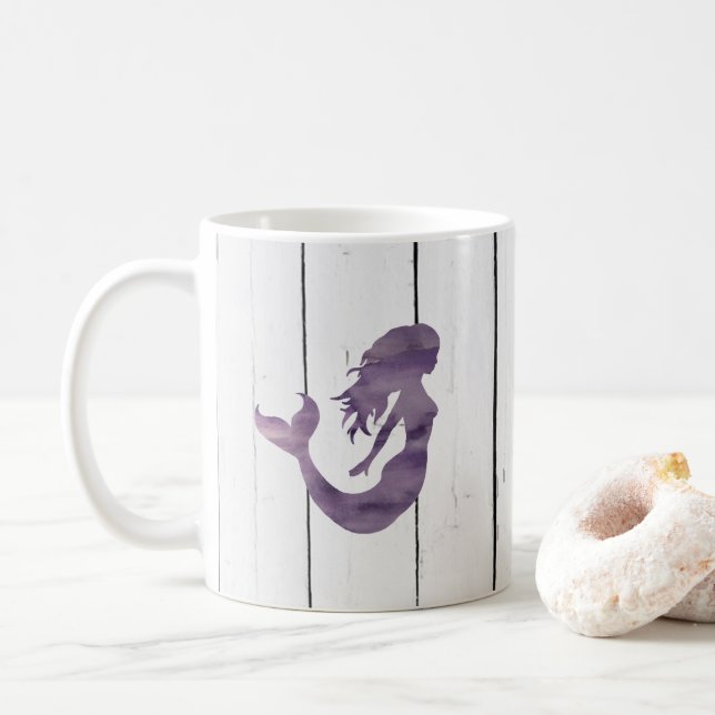 Lila Mermaid-Malerei Kaffeemaschine Tasse (Mit Donut)