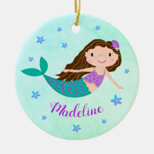Lila Mermaid-Name Personalisiert Keramik Ornament