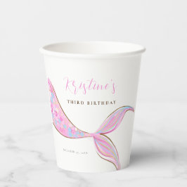 Lila Mermaid Schwanz Birthday Paper Cups Pappbecher