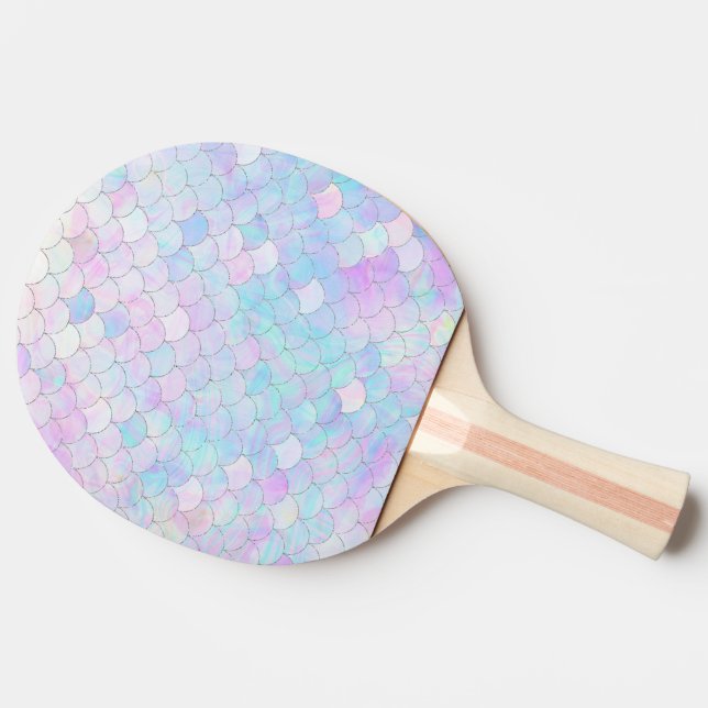 Lila Mermaid Silver Glitzer Iridescent Tischtennis Schläger (Seitenansicht)