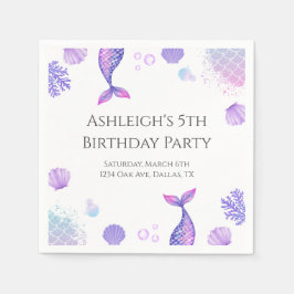 Lila Mermaid Themed Geburtstagspartei Serviette