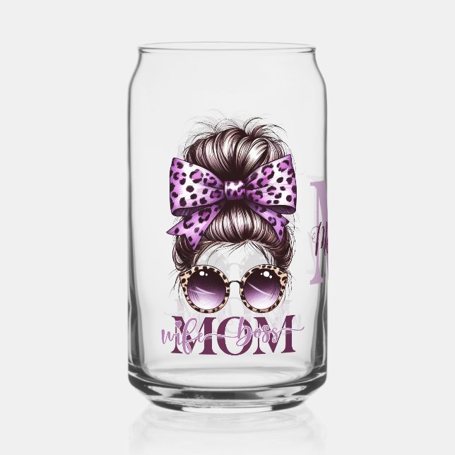 Lila Messy Bun Mama Ehefrau Boss Dosenglas (Vorderseite)