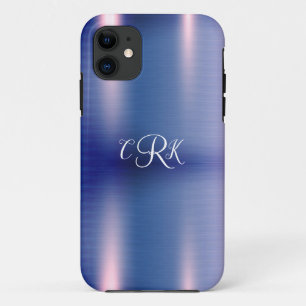 Lila Metallic Floral Monogram Personalize Girl Case-Mate iPhone Hülle