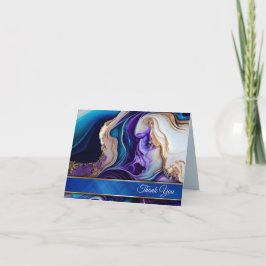 Lila Metallic Gold Royal Blue & Aqua Dankeskarte