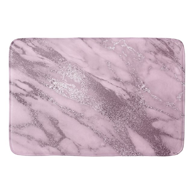 Lila Metallic Lilac Mauve Marble Stone Metallic Badematte (Vorderseite)