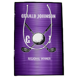 Lila Metallic Lines Golf Monogram Design Mittlere Geschenktüte