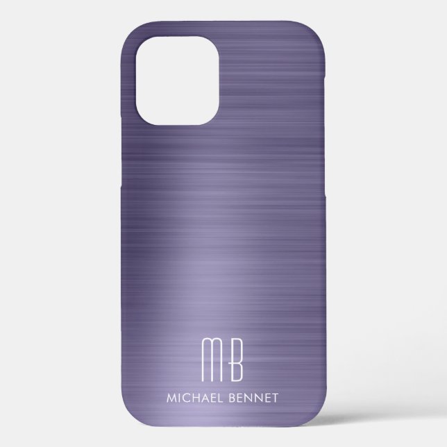Lila Metallic Monogram Case-Mate iPhone-Hülle iPhone Hülle (Rückseite)