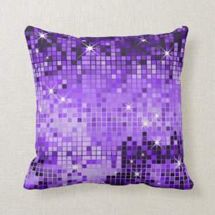 Lila Metallic Sequins Glitzer Abstrakt Pixel Art Kissen