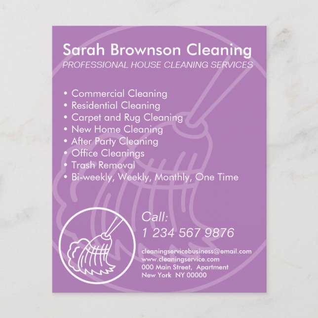 Lila Minimal Zuhause Cleaning House Behaltend Flyer (Vorne)