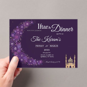Lila-minimale Moschee-Ramadan-Iftar-Party  Acryleinladungen