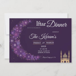 Lila minimale Moschee Ramadan Iftar-Party-Einladun Einladung