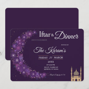 Lila-minimale Moschee-Ramadan-Iftar-Party Einladung