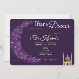 Lila-minimale Moschee-Ramadan-Iftar-Party  Einladung