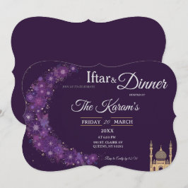 Lila-minimale Moschee-Ramadan-Iftar-Party Einladung