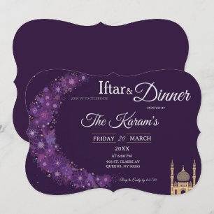 Lila-minimale Moschee-Ramadan-Iftar-Party  Einladung